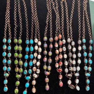 Copper lariat necklace with different stones(price is for one Necklace)